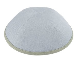 Picture of iKippah Powder Blue Linen with Sage Rim Size 5